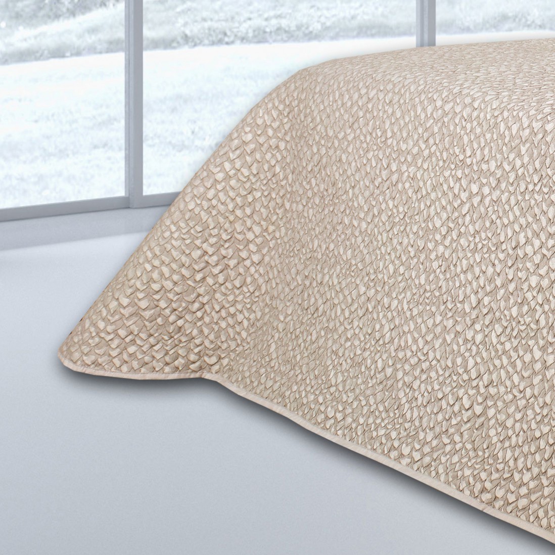 Mystic Geometric Double Bed Bedspread Beige