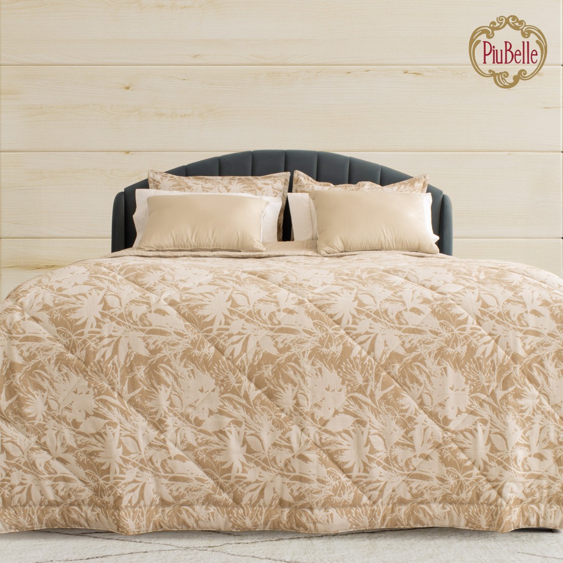 Edredn de Cama Doble Mink Floral Beige