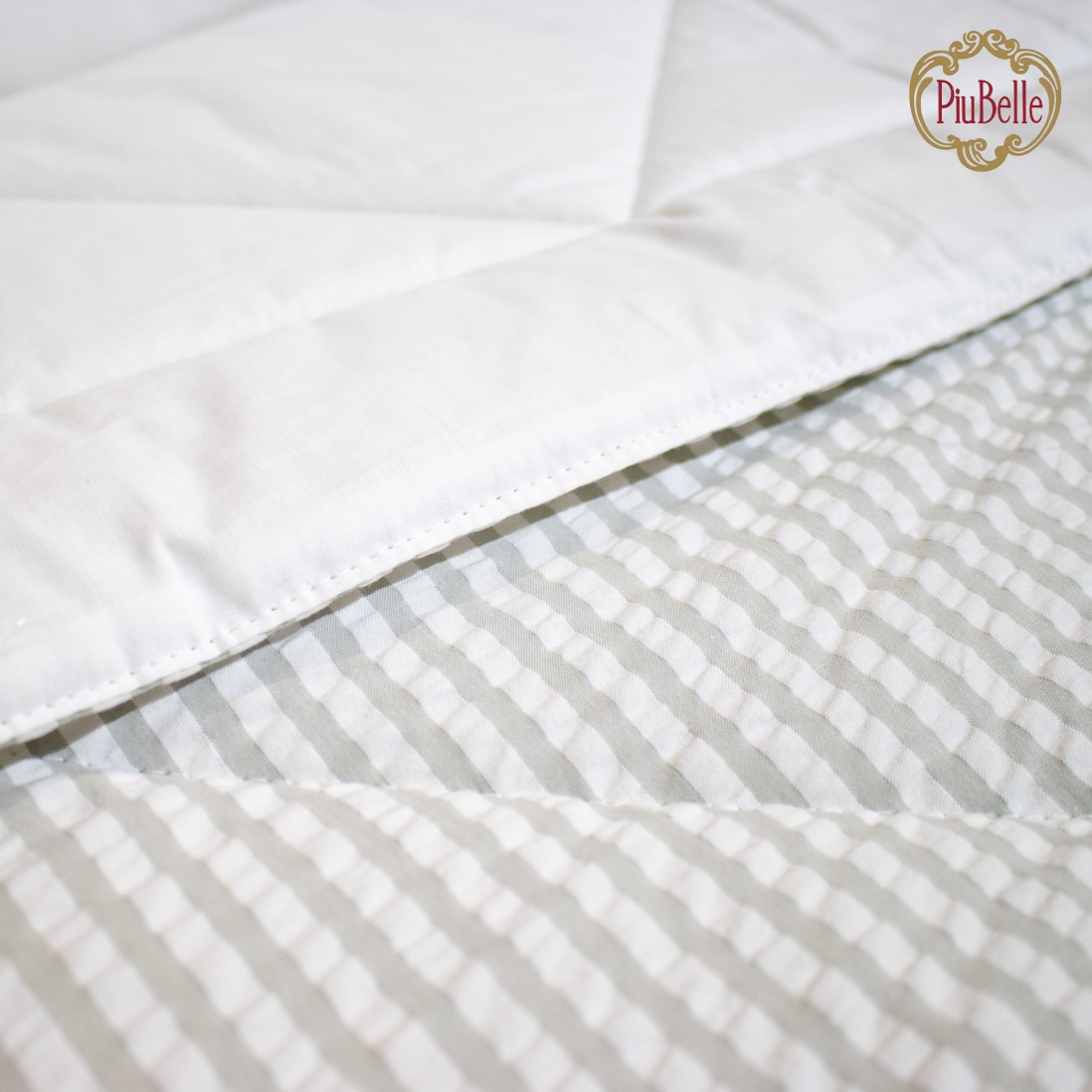 Edredn de Cama Doble Crepon Rayas Gris