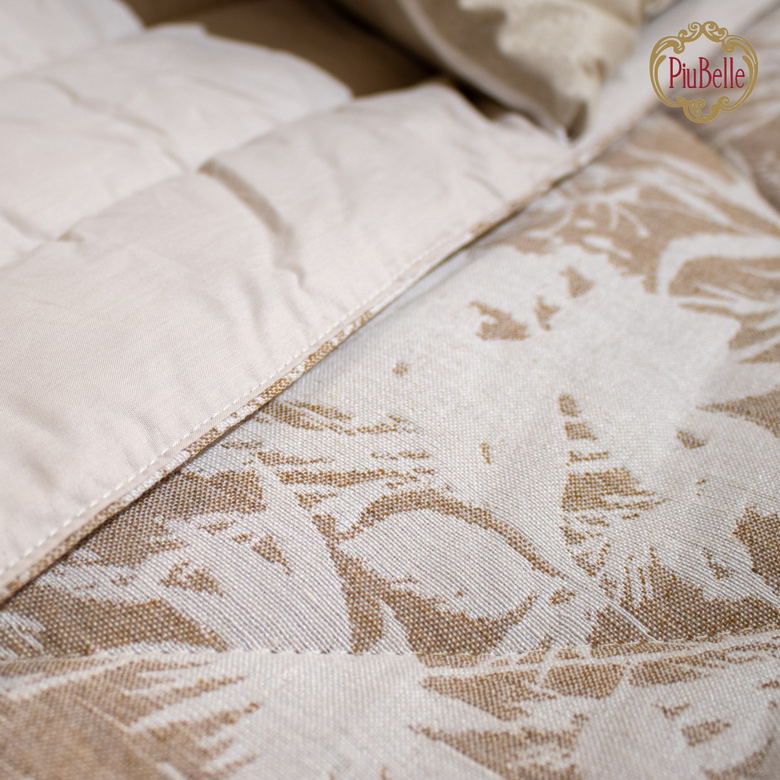 Edredn de Cama Doble Mink Floral Beige