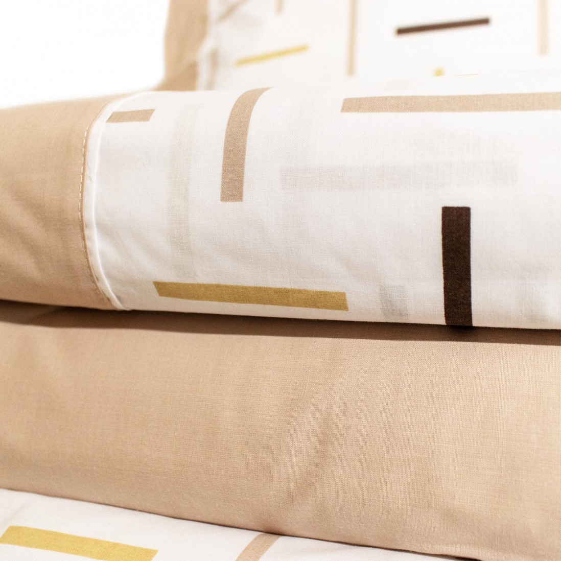 Yola 100% Cotton 4-Piece Double Bed Set Beige
