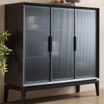 Sideboard in Oak Wood with 3 Glass Doors Orion Black