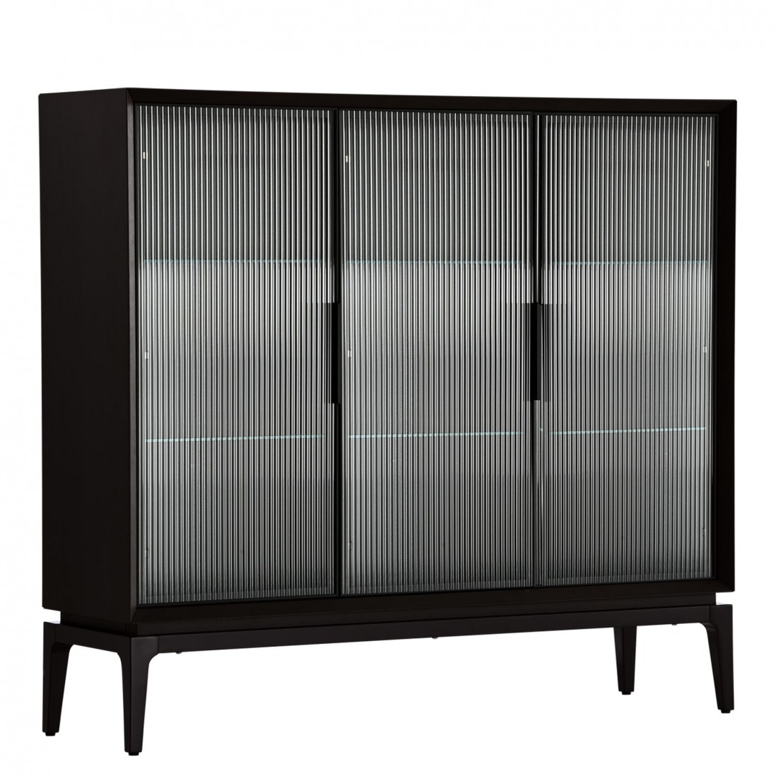 Sideboard in Oak Wood with 3 Glass Doors Orion Black
