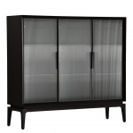 Sideboard in Oak Wood with 3 Glass Doors Orion Black
