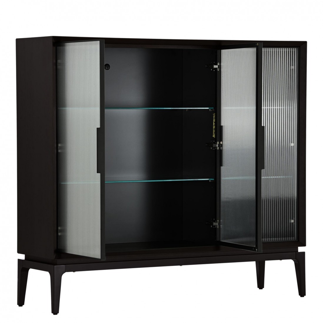 Sideboard in Oak Wood with 3 Glass Doors Orion Black