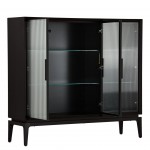Sideboard in Oak Wood with 3 Glass Doors Orion Black