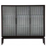 Sideboard in Oak Wood with 3 Glass Doors Orion Black