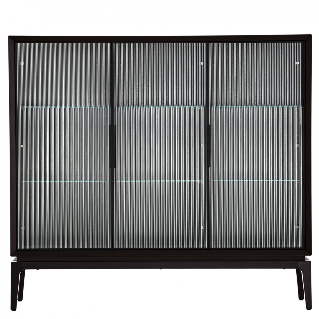 Sideboard in Oak Wood with 3 Glass Doors Orion Black