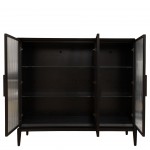Sideboard in Oak Wood with 3 Glass Doors Orion Black
