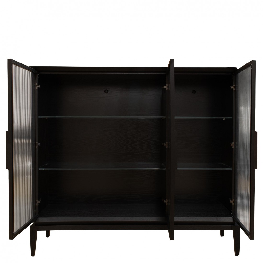 Sideboard in Oak Wood with 3 Glass Doors Orion Black