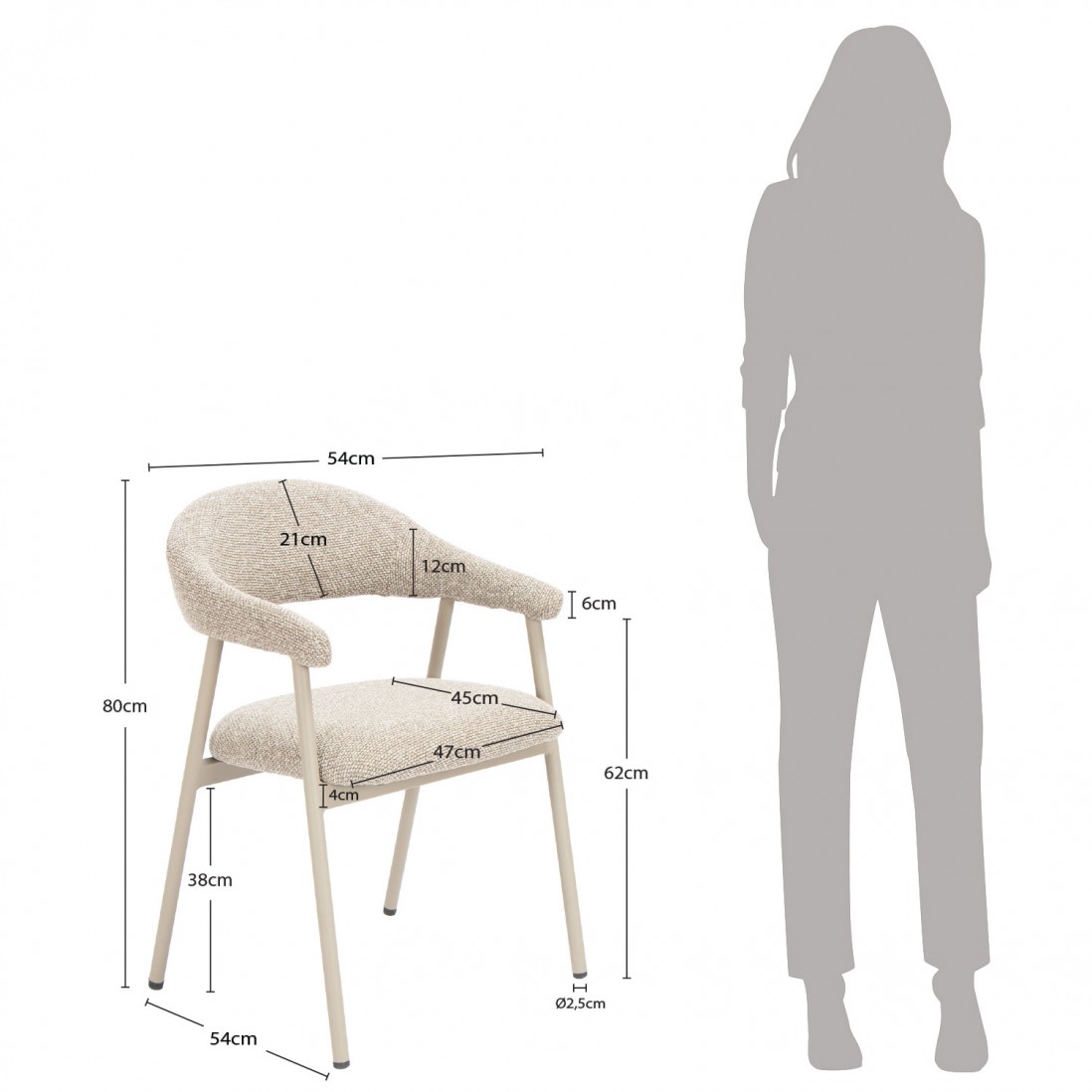 Silla de Comedor de Tejido Euron Gris Pardo