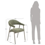 Silla de comedor de tela verde Euron