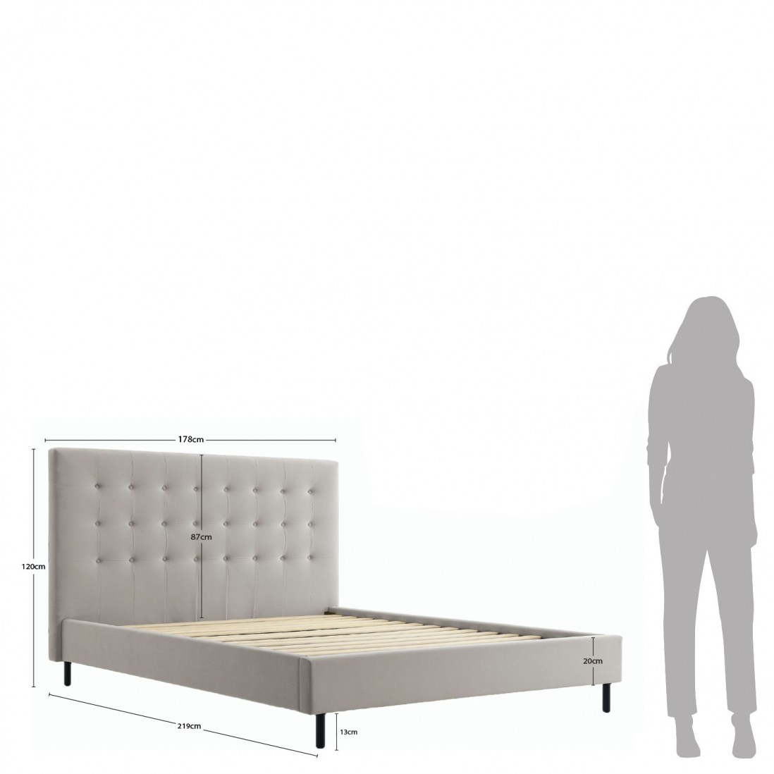 Cama Doble con Base de Colchn 160x200 cm Tormes Beige