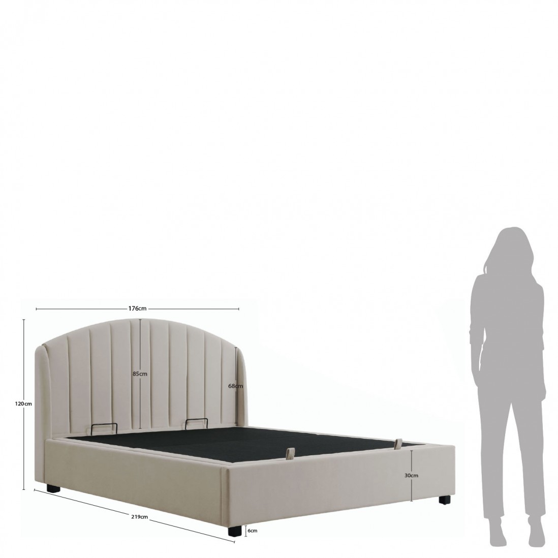 Cama Doble con Almacenaje y Plataforma de Elevacin de Colchn 160x200 cm Aragon