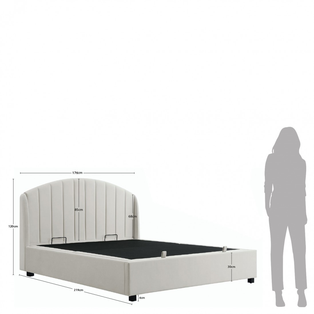 Cama Doble con Almacenaje y Plataforma de Elevacin de Colchn 160x200 cm Aragon