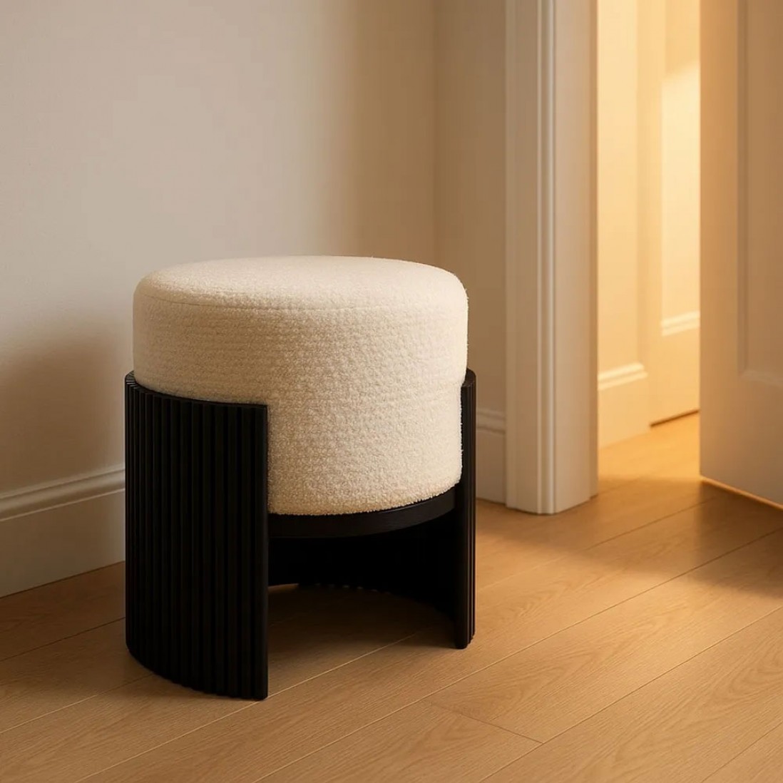 Pouf de Madeira e Tecido 806 Preto