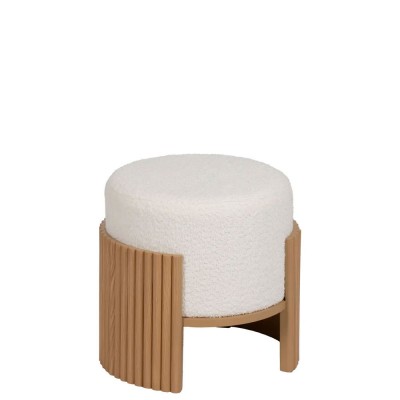 Pouf de Madeira e Tecido 806 Branco