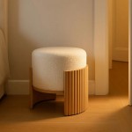 Pouf de Madeira e Tecido 806 Branco