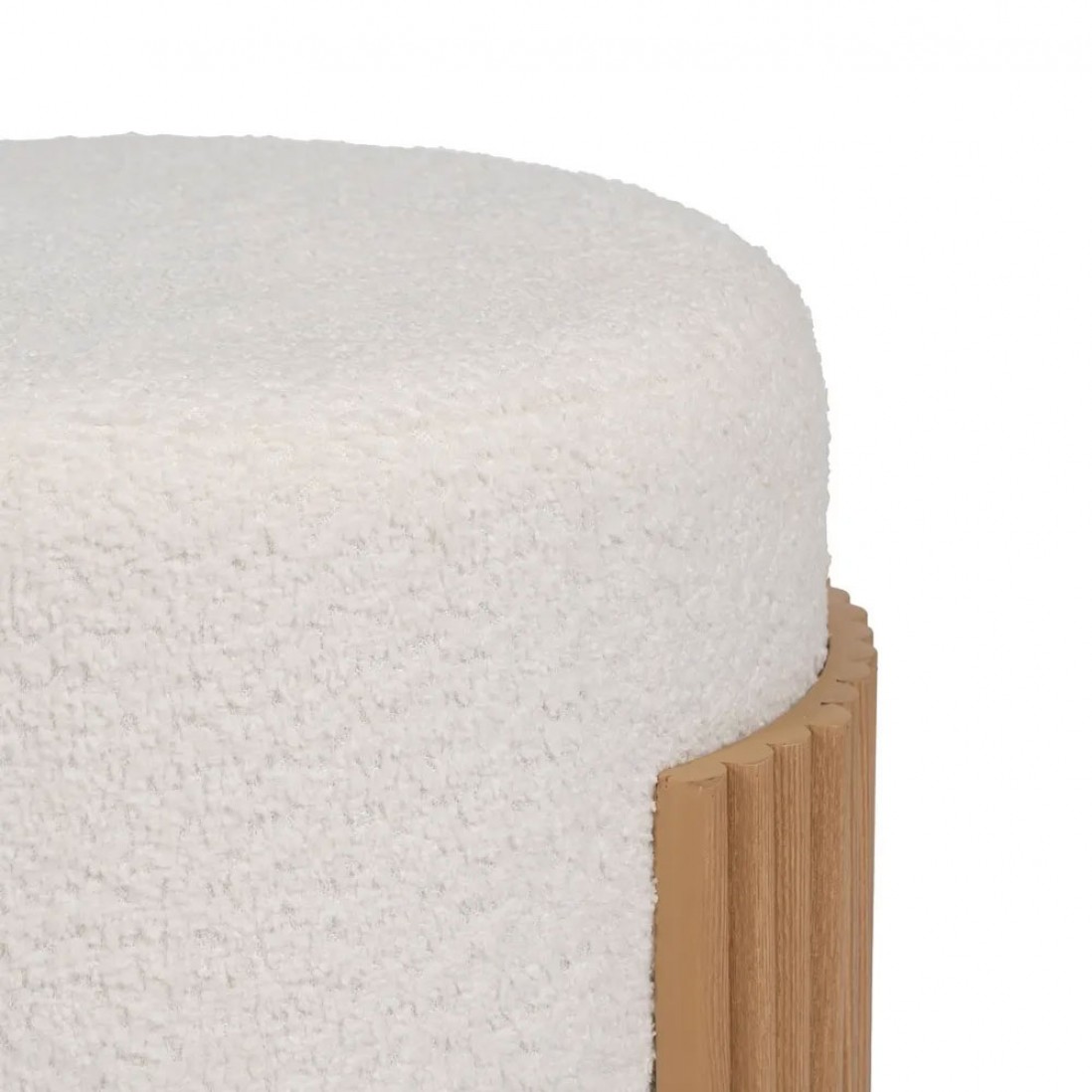Pouf de Madeira e Tecido 806 Branco