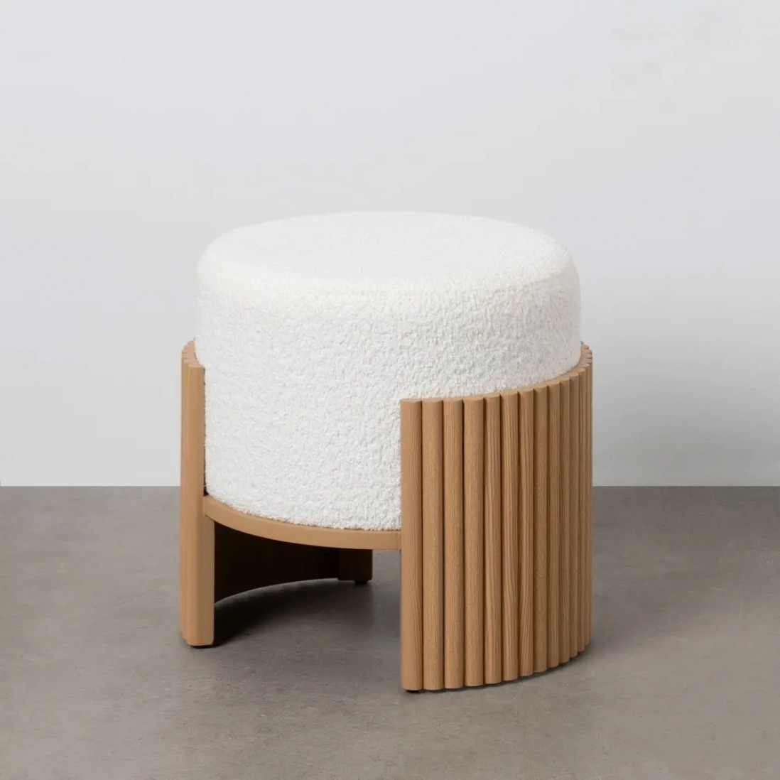 Pouf de Madeira e Tecido 806 Branco
