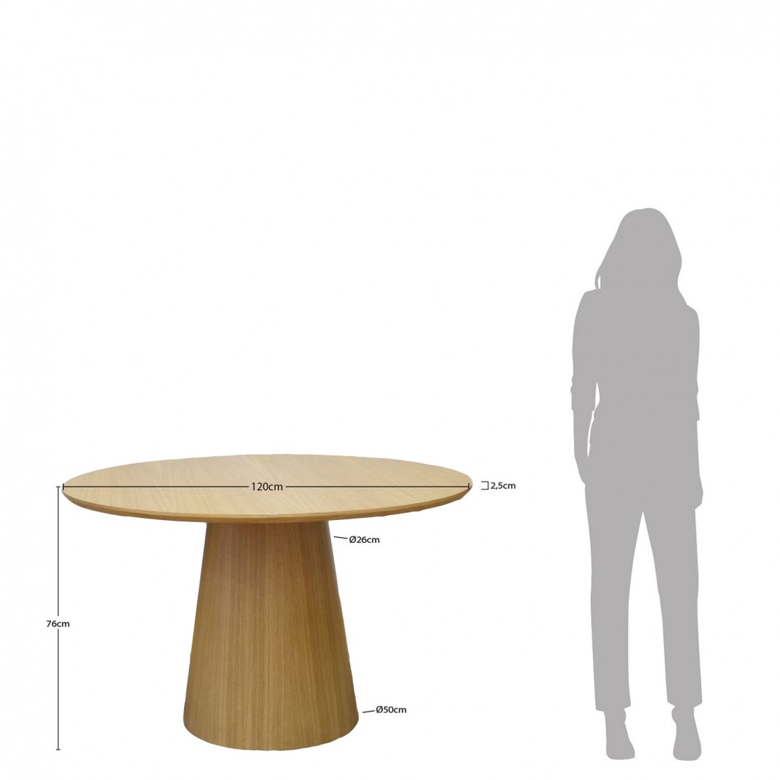 Oak Round 120cm Dining Table Pictor