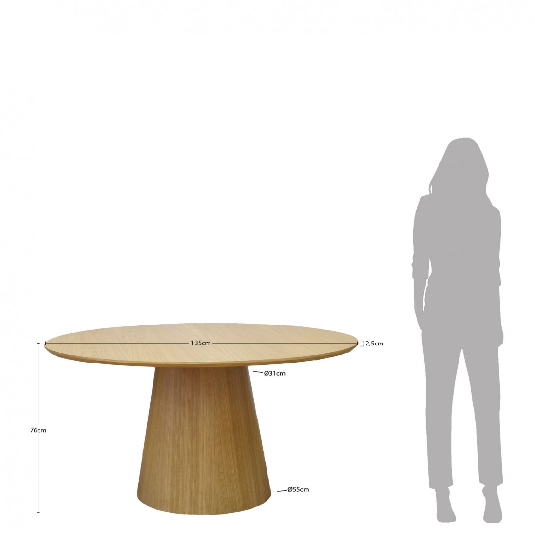 Walnut Round 135cm Dining Table Pictor