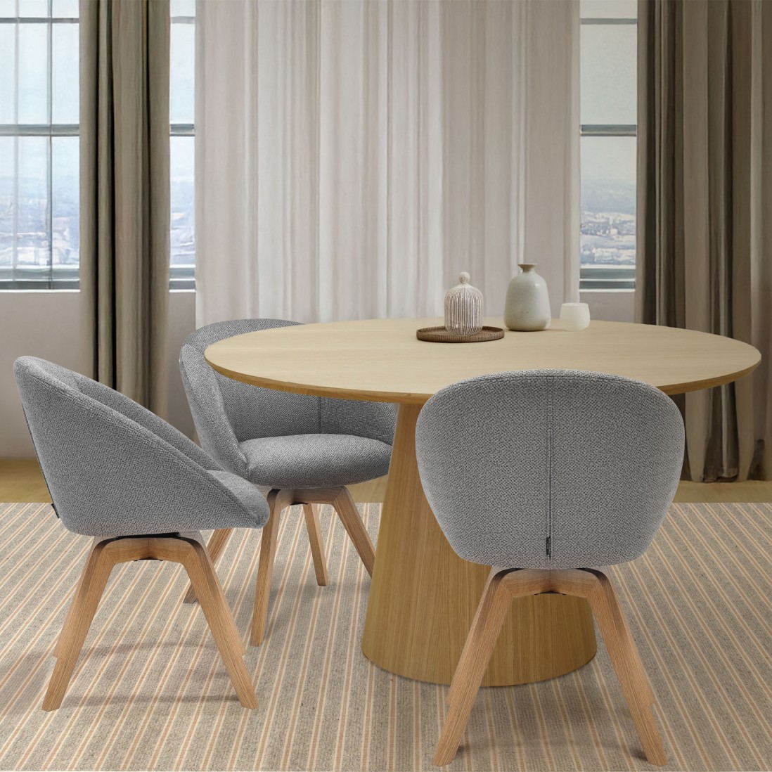 Silla de Comedor Giratria Allos Gris