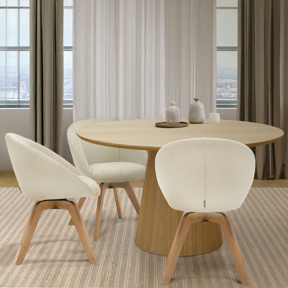 Swivel Dining Chair Cream