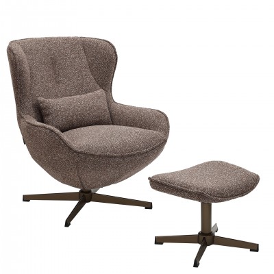 Armchair with Swivel and Footrest Ancelle Brown