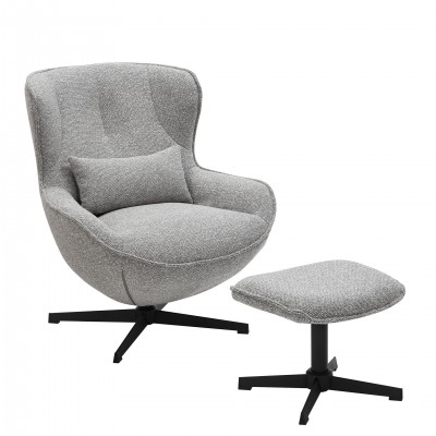 Armchair with Swivel and Footrest Ancelle Gray