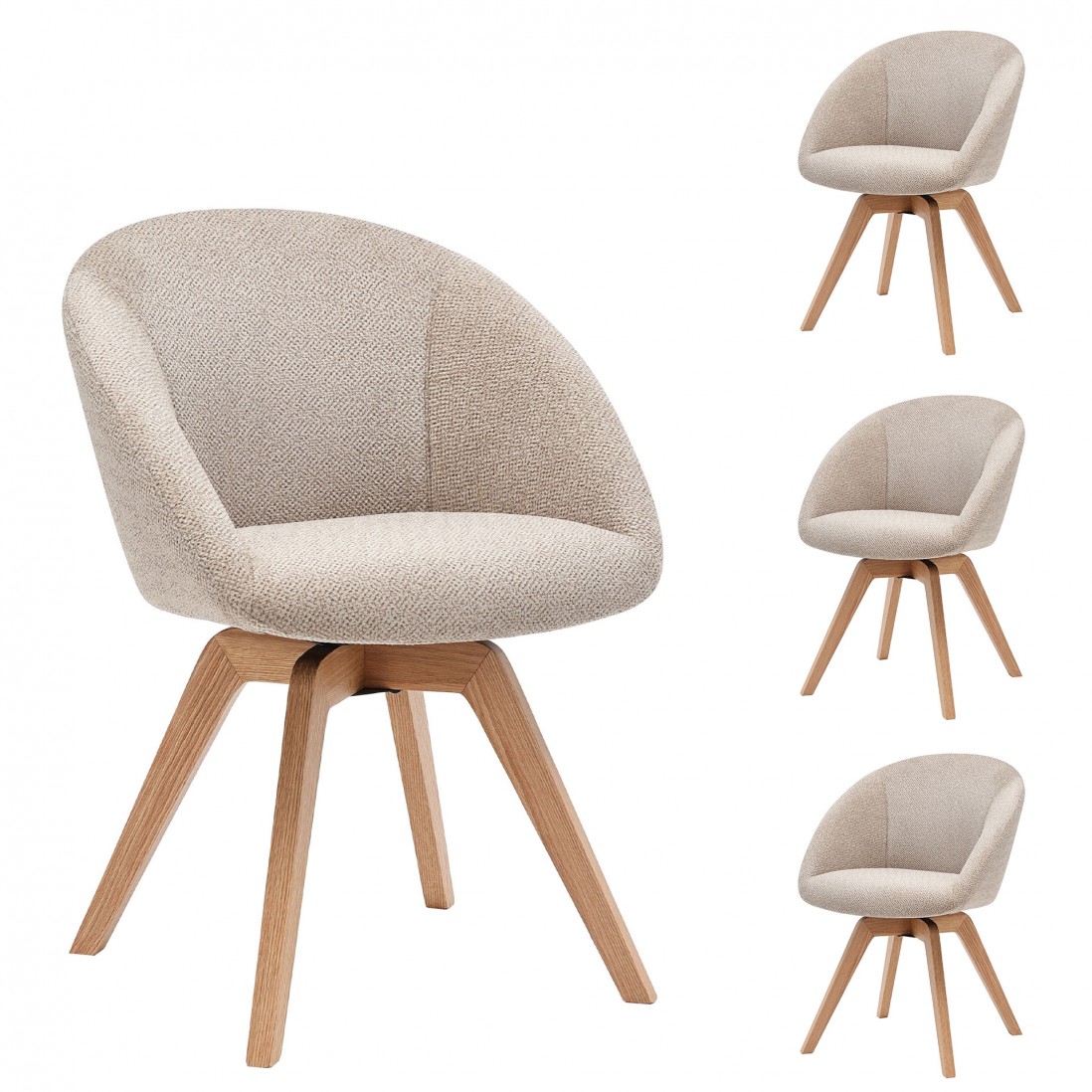 Swivel Dining Chair Beige - Pack 4
