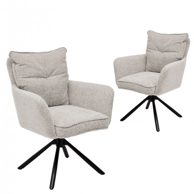 Swivel Dining Chair Antibes Beige - Pack 2