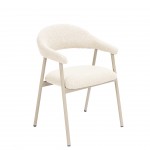 Silla de comedor Euron de tela color crema