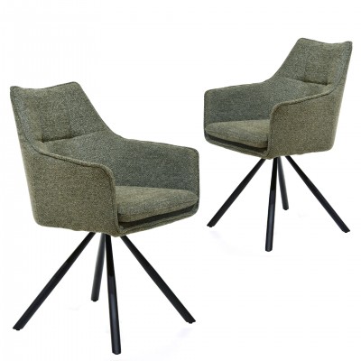 Cushioned Swivel Dining Chair Vittel Green - Pack 2