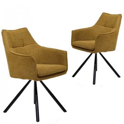 Cushioned Swivel Dining Chair Vittel Yellow - Pack 2