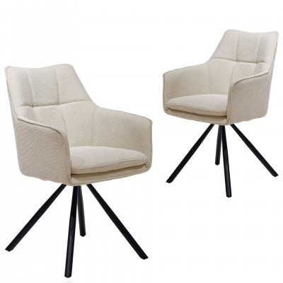 Cushioned Swivel Dining Chair Vittel Beige - Pack 2