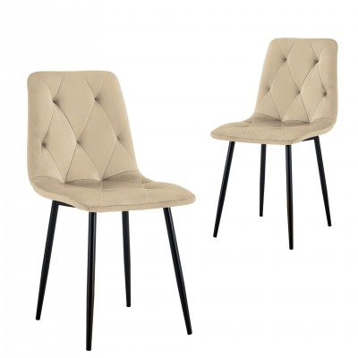 Cadeira de Jantar de Veludo Grenoble Bege