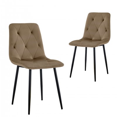 Velvety Dining Chair Grenoble Brown - Pack 2