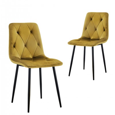 Velvety Dining Chair Grenoble Golden - Pack 2