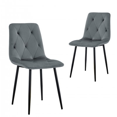 Velvety Dining Chair Grenoble Dark Gray - Pack 2