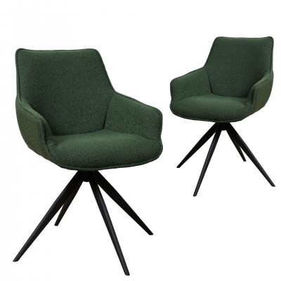 Swivel Dining Chair Dijon Green - Pack 2