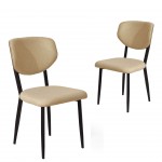 Wooden and Fabric Dining Chair Pantin Beige - Pack 2