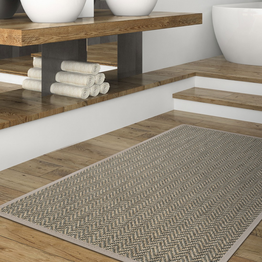 NATURAL CHEVRON 012 CUSTOM RUG