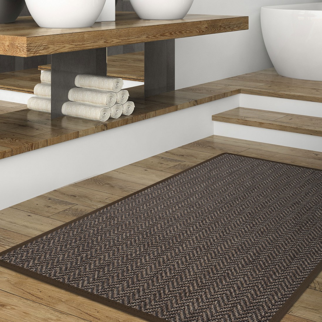 In & Out Custom Rug Natural Chevron 031 Brown