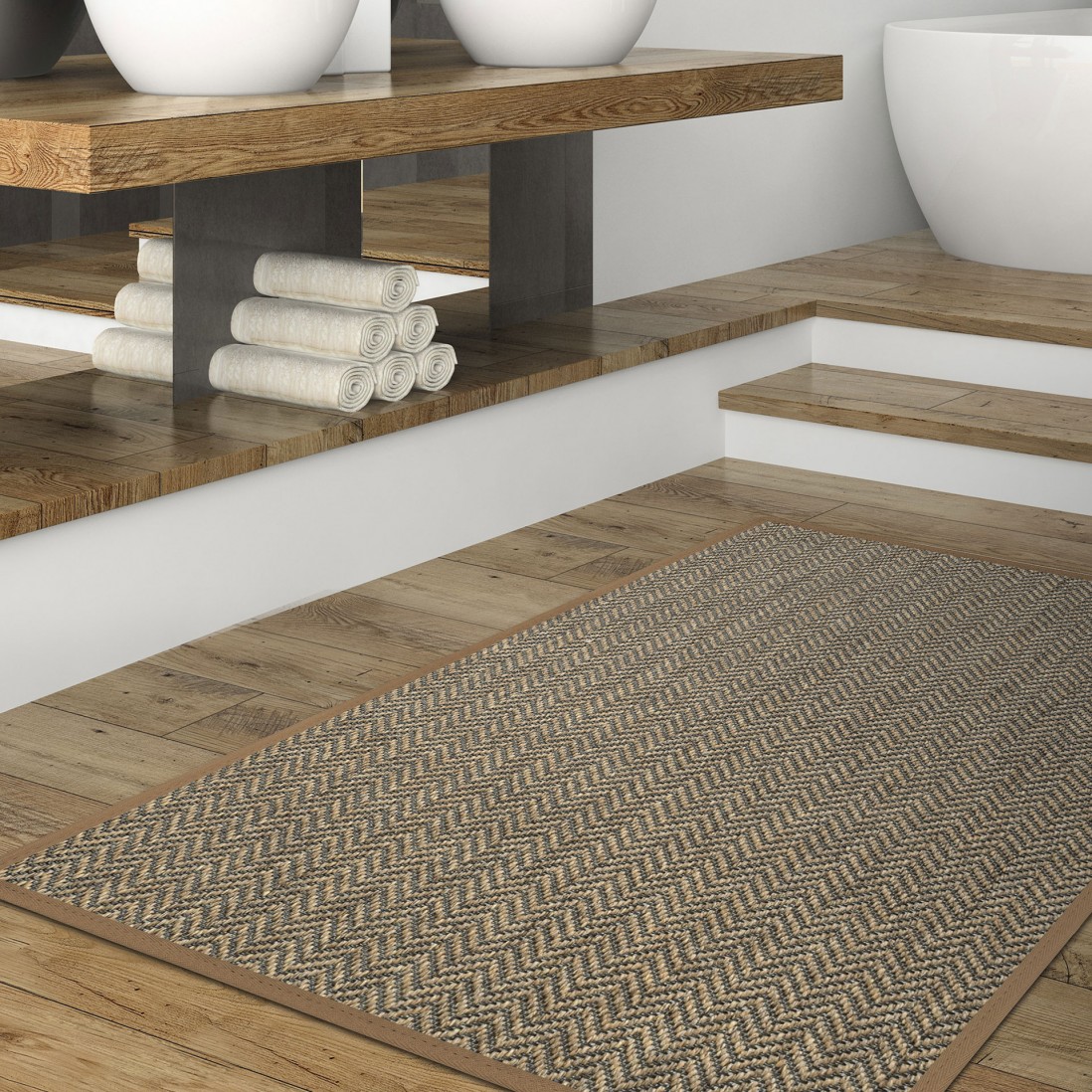 In & Out Custom Rug Natural Chevron 014 Beige
