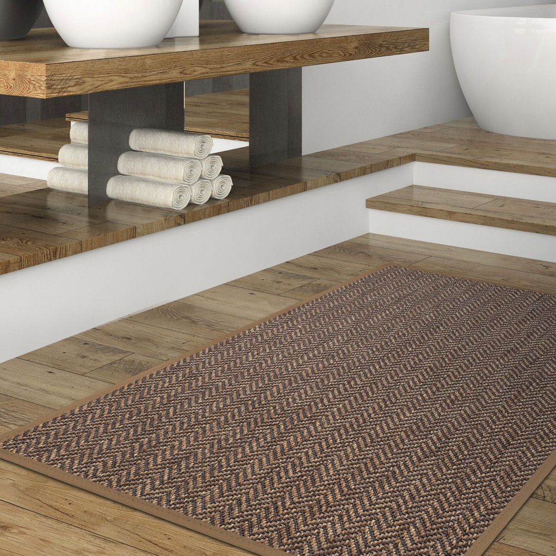 In & Out Custom Rug Natural Chevron 016 Light Brown