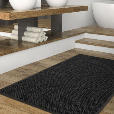 In & Out Custom Rug Natural Chevron 040 Pure Black