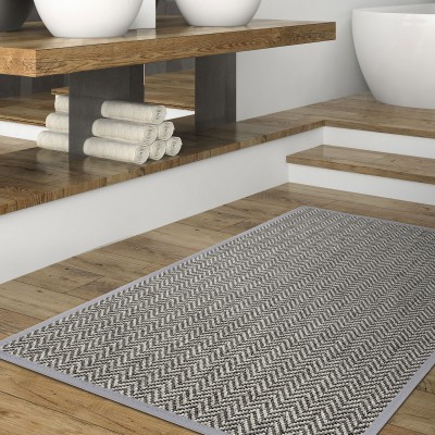In & Out Custom Rug Natural Chevron 022 Gray