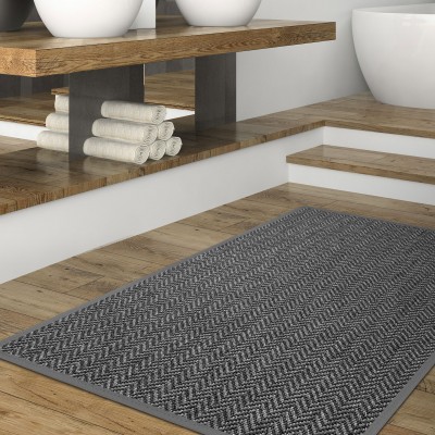 In & Out Custom Rug Natural Chevron 072 Black