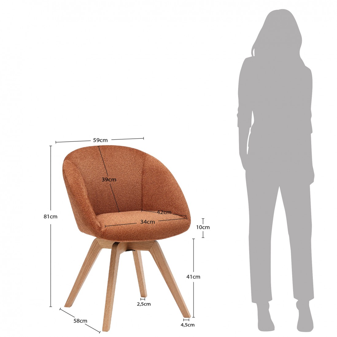 Swivel Dining Chair Orange